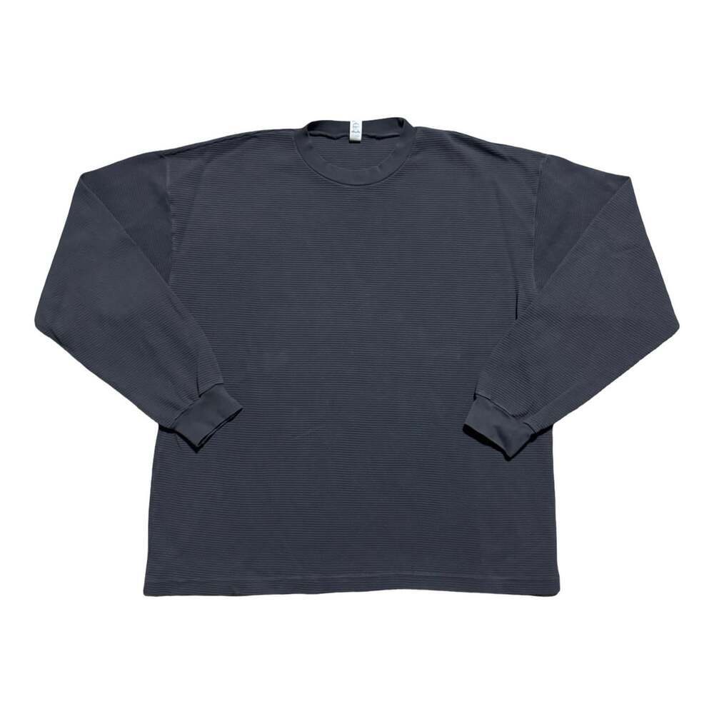 Los Angeles Apparel Vintage Black Waffle Knit Thermal Size Large